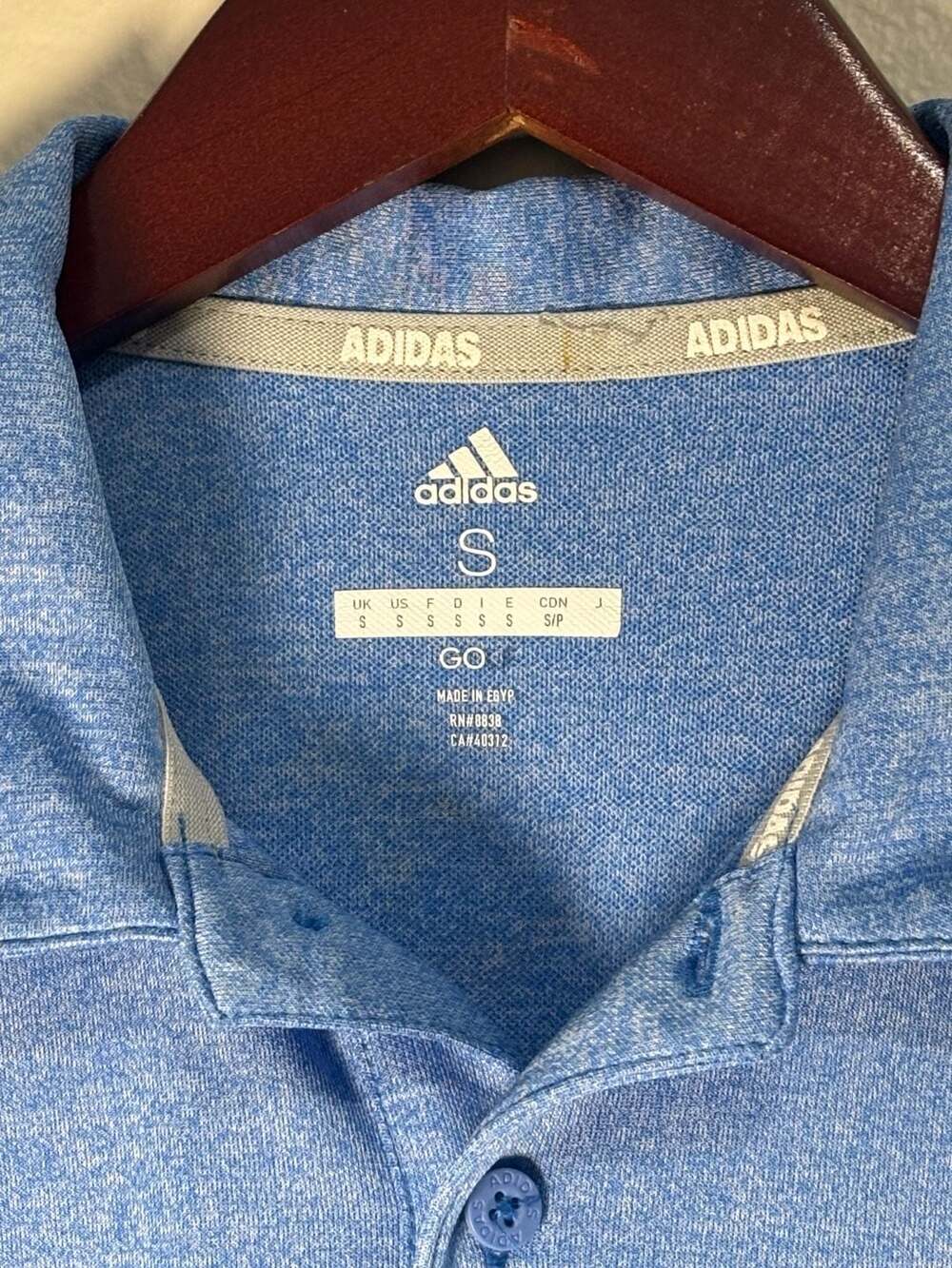 Adidas Men's Blue Heathered Performance Polo Shirt Size S - Picture 3 of 8